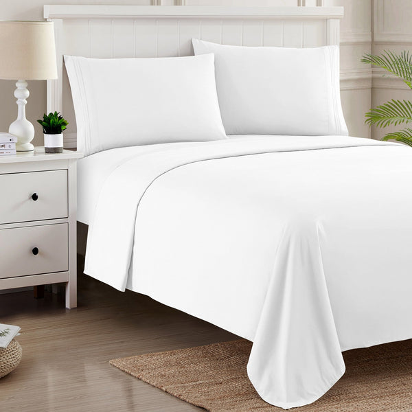 Sweet Home Collection 1500 Supreme Collection Sheet Sets White - Luxury Hotel Bed Sheets And Pillowcase Set - Extra Soft Elastic Corner Straps Deep Pocket Sheets White