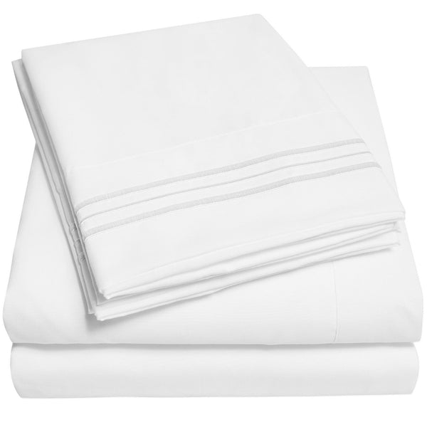 sweet home collection 1500 Supreme Collection Sheet Sets White - Luxury Hotel Bed Sheets and Pillowcase Set - Extra Soft Elastic Corner Straps Deep Pocket Sheets White