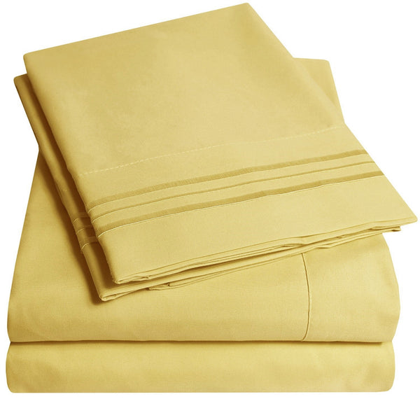 sweet home collection 1500 Supreme Collection Sheet Sets Yellow - Luxury Hotel Bed Sheets and Pillowcase Set For Mattress - Extra Soft Elastic Corner Straps Deep Pocket Sheets Yellow
