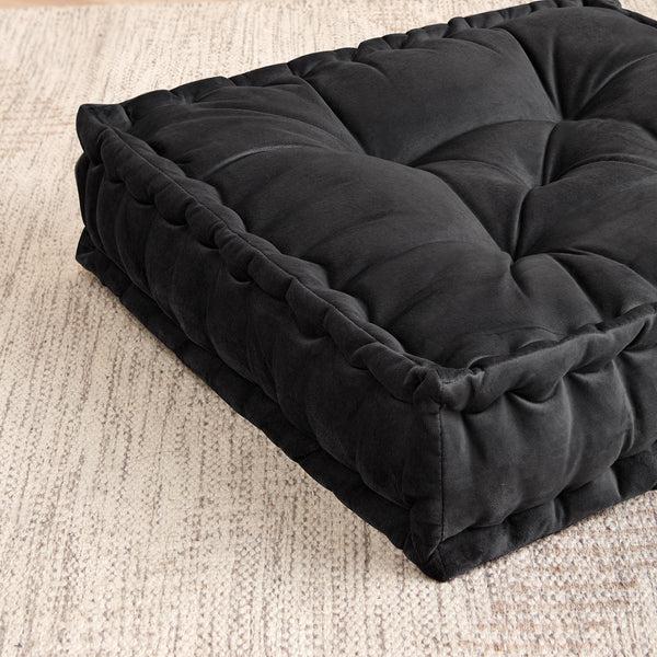 Sweet Home Collection 2-Pack 20"x20" Oversized Square Tufted Floor Pillow In Faux Velvet Fabric