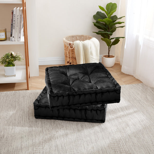 sweet home collection 2-Pack 20"x20" Oversized Square Tufted Floor Pillow in Faux Velvet Fabric sweet home collection 2-Pack 20"x20" Oversized Square Tufted Floor Pillow in Faux Velvet Fabric