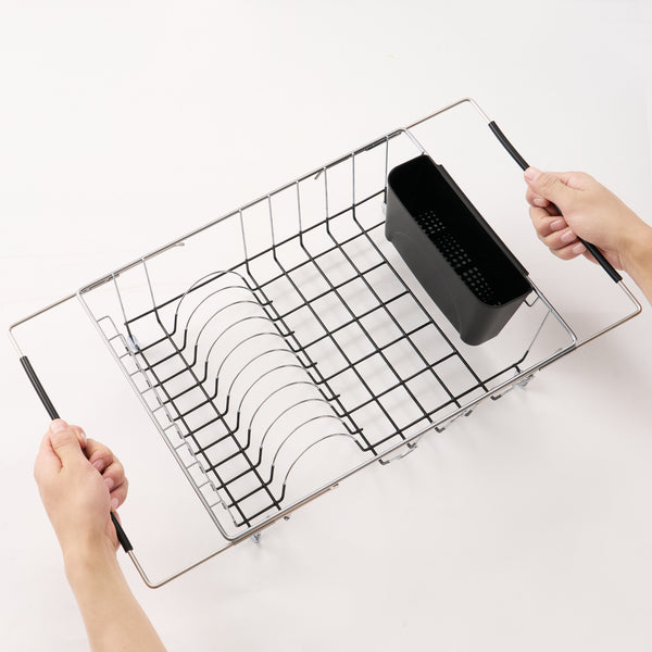 sweet home collection 2-Piece Expandable Dish Dryer Rack for Inside Sink with Utensil Holder