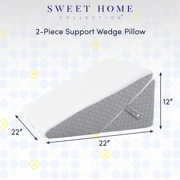Sweet Home Collection 2-Piece Support Wedge Pillow Set With High Density Foam