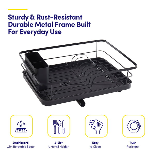 Sweet Home Collection 3-Piece Multi-Functional Dish Drying Rack With Drain Board & Utensil Holder