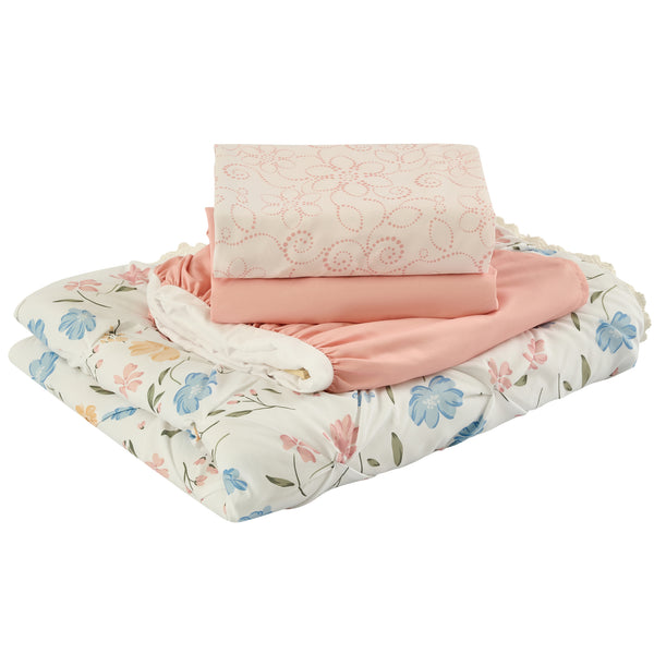 Sweet Home Collection 4-Piece Baby Crib Bedding Set 100% Ultra Soft Microfiber - Gardenia