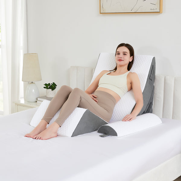 Sweet Home Collection 4-Piece Support Wedge Pillow Set With High Density Foam