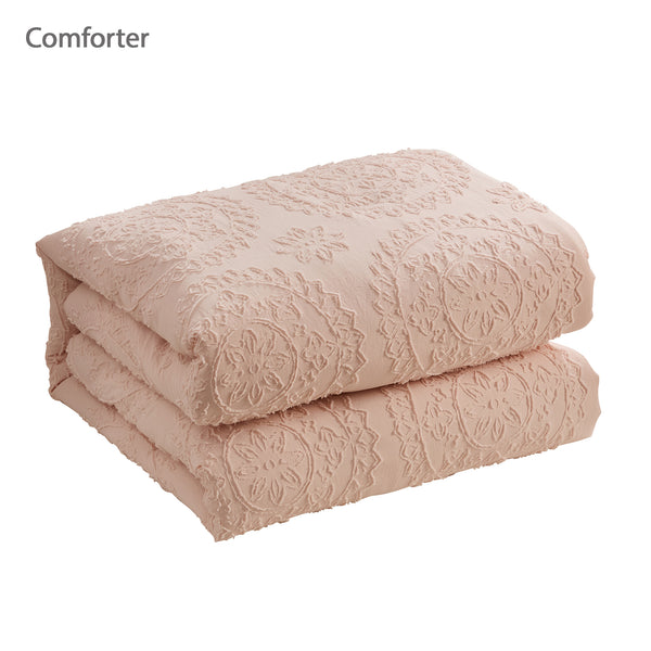 Sweet Home Collection 7 Piece Medallion Clip Jacquard Comforter And Dec Pillow Set