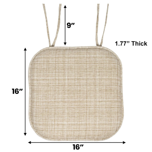 Sweet Home Collection Aria Memory Foam Non-Slip 16" X 16" Chair Cushions With Ties