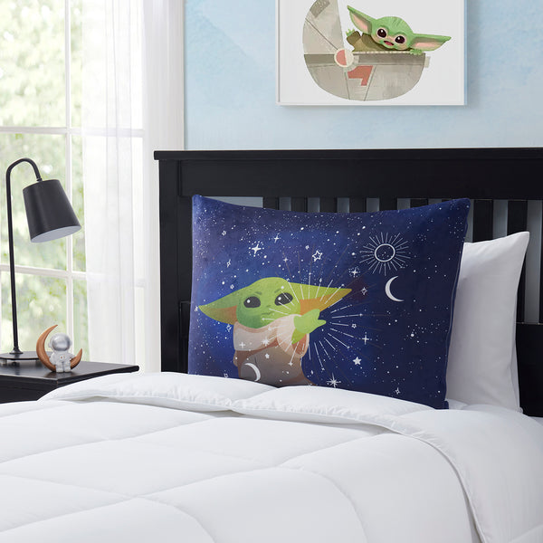 sweet home collection Baby Yoda Kids Reversible Pillow with Removable Shell