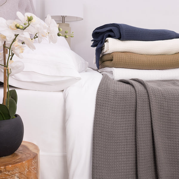 Sweet Home Collection Basket Weave 100% Cotton Solid Blanket
