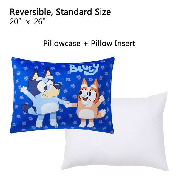 Sweet Home Collection Bluey Kids Reversible Pillow With Removable Shell