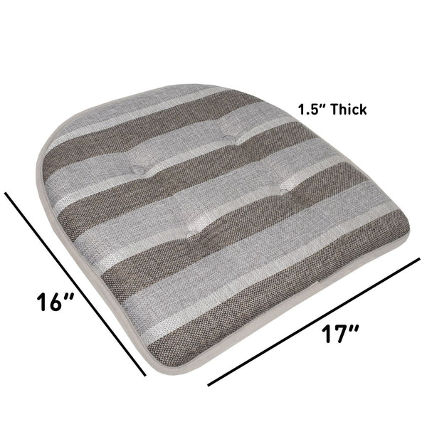 Sweet Home Collection Bradford Striped U Shaped Memory Foam 17" X 16" Chair Cushions