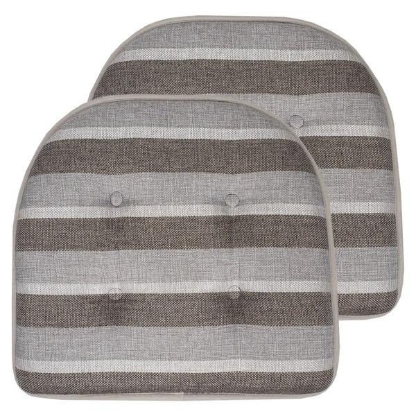 sweet home collection Bradford Striped U Shaped Memory Foam 17" x 16" Chair Cushions