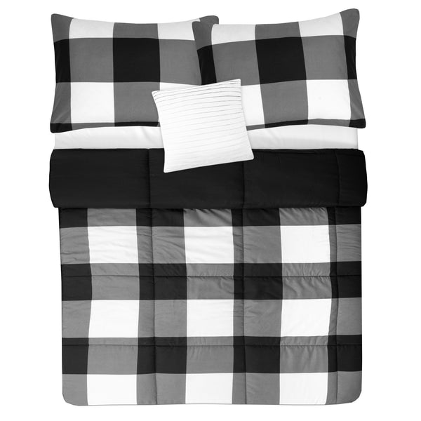 Sweet Home Collection Buffalo Check 4-Piece Reversible Comforter Set