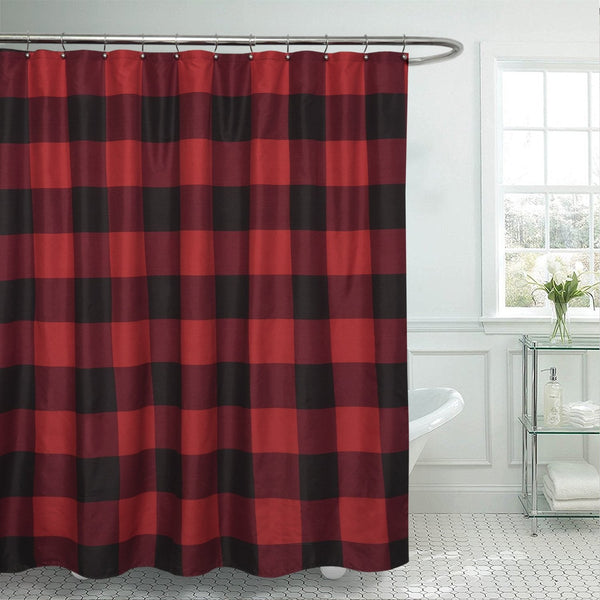 sweet home collection Buffalo Check Fabric Shower Curtain