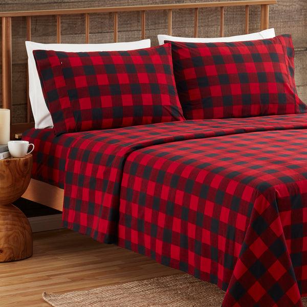 Sweet Home Collection Buffalo Check Flannel 4-Piece Sheet Set