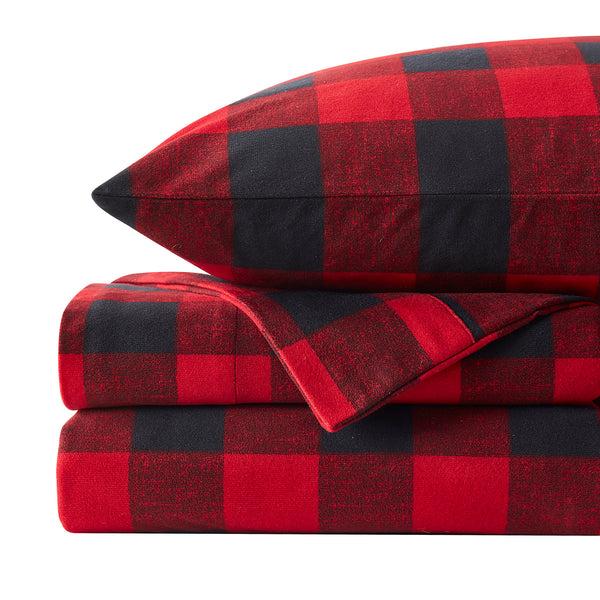 sweet home collection Buffalo Check Flannel 4-Piece Sheet Set