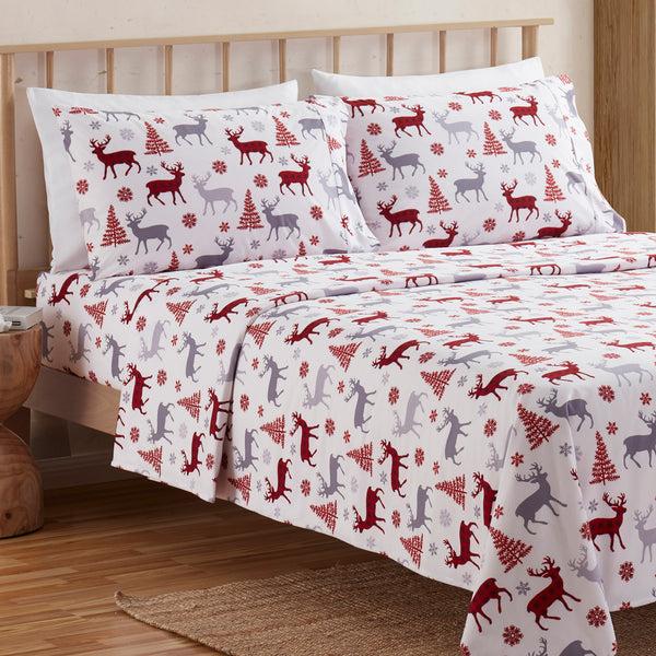Sweet Home Collection Buffalo Deer Flannel 4-Piece Sheet Set