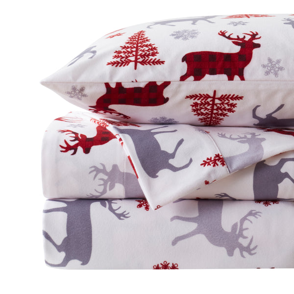 sweet home collection Buffalo Deer Flannel 4-Piece Sheet Set