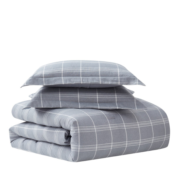Sweet Home Collection Chambray Weave Plaid 7-Piece Bed In A Bag Set