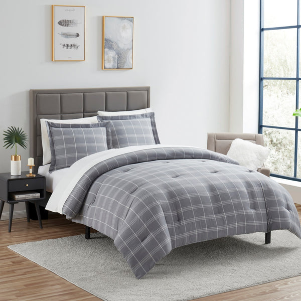 sweet home collection Chambray Weave Plaid 7-Piece Bed in a Bag Set sweet home collection Chambray Weave Plaid 7-Piece Bed in a Bag Set