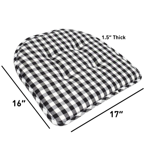 Sweet Home Collection Checkered Buffalo Check U Shaped Memory Foam 17" X 16" Chair Cushions
