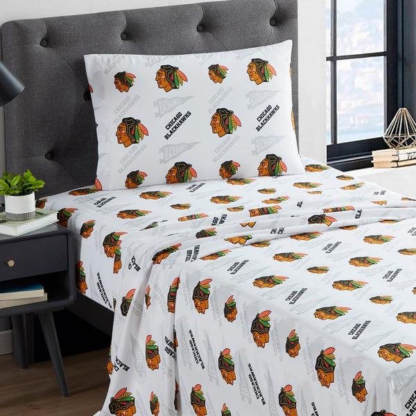 Sweet Home Collection Chicago Blackhawks NHL Officially Licensed Sheet Set