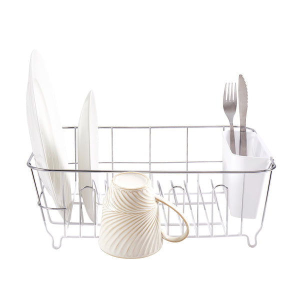 Sweet Home Collection Chrome Plated 2-Piece Compact/Small Dish Drainer Set