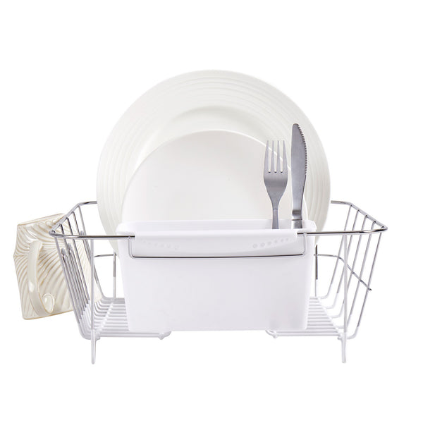 Sweet Home Collection Chrome Plated 2-Piece Compact/Small Dish Drainer Set