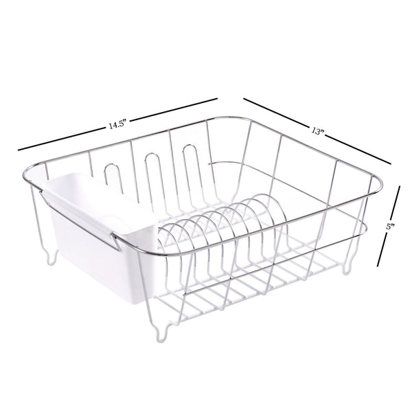 Sweet Home Collection Chrome Plated 2-Piece Compact/Small Dish Drainer Set