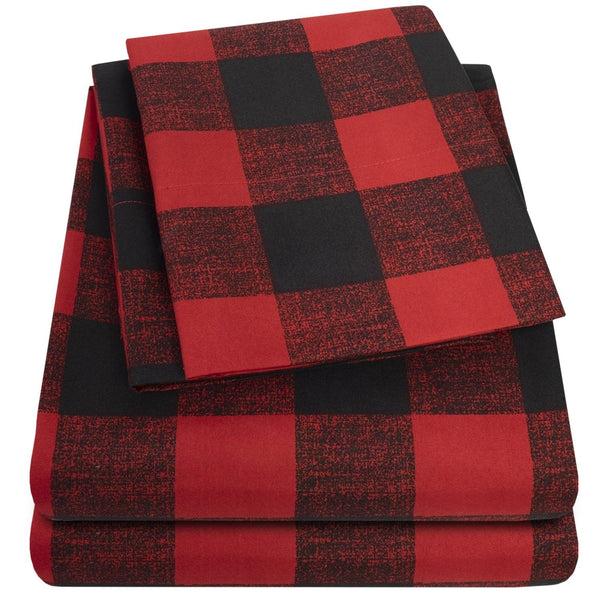 sweet home collection Classic 4-Piece Bed Sheet Set (Buffalo Plaid)