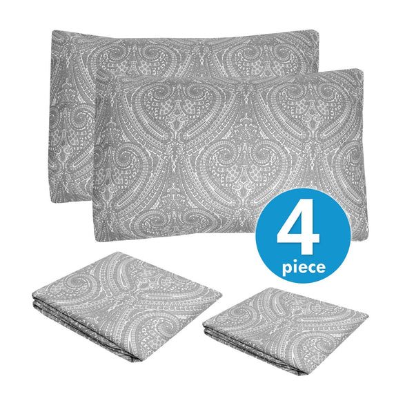 Sweet Home Collection Classic 4-Piece Bed Sheet Set (Loft Gray Paisley)