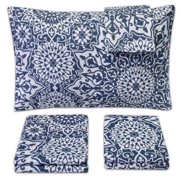 Sweet Home Collection Classic 4-Piece Bed Sheet Set (Oasis Blue Mandala)