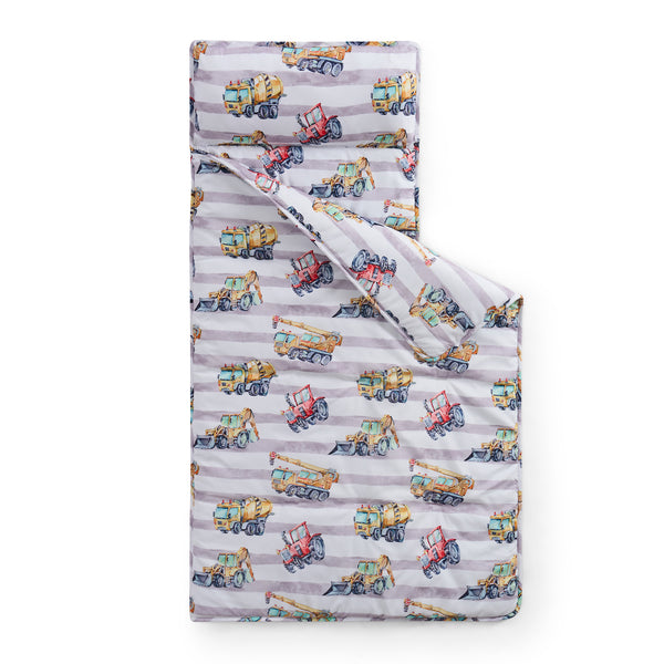 Sweet Home Collection Construction Trucks Sleeping Bag/Nap Mat For Kids With Removable Pillow 20"x50"