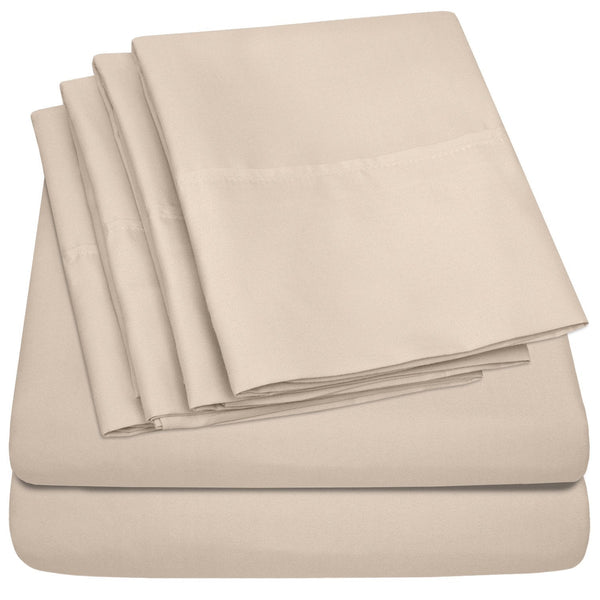 sweet home collection Deluxe 6-Piece Bed Sheet Set (Beige)