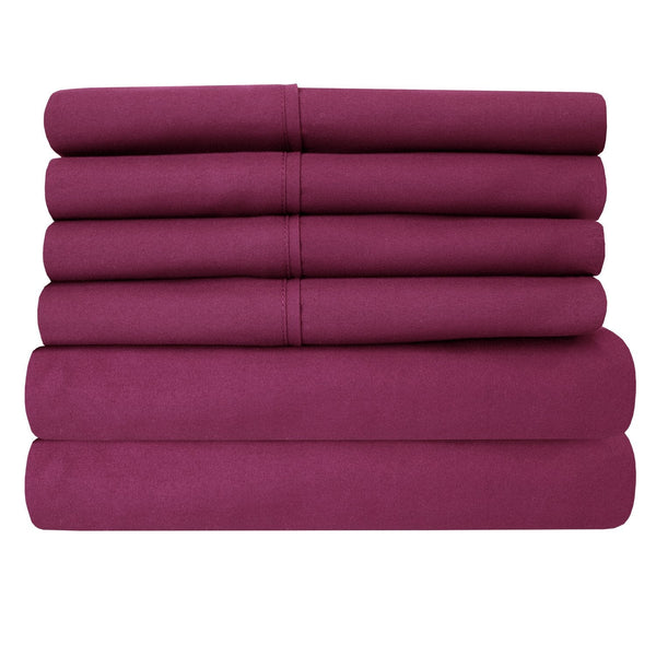 Sweet Home Collection Deluxe 6-Piece Bed Sheet Set (Berry)