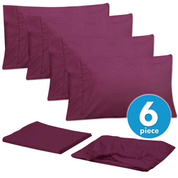 Sweet Home Collection Deluxe 6-Piece Bed Sheet Set (Berry)