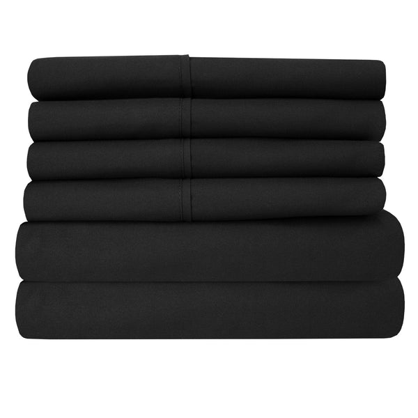 Sweet Home Collection Deluxe 6-Piece Bed Sheet Set (Black)