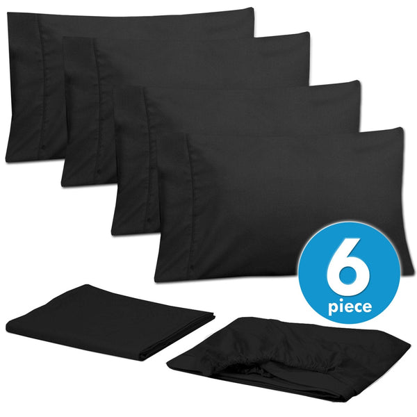 Sweet Home Collection Deluxe 6-Piece Bed Sheet Set (Black)