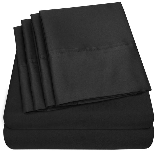 sweet home collection Deluxe 6-Piece Bed Sheet Set (Black)