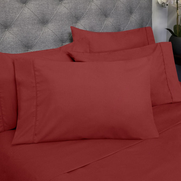 Sweet Home Collection Deluxe 6-Piece Bed Sheet Set (Burgundy)