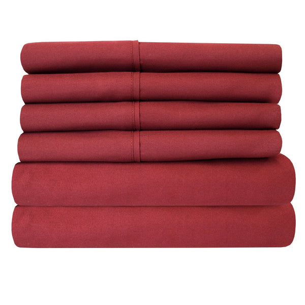 Sweet Home Collection Deluxe 6-Piece Bed Sheet Set (Burgundy)
