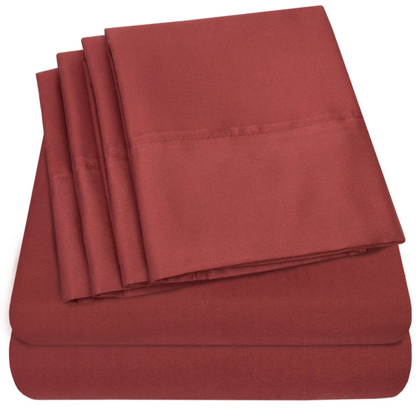 sweet home collection Deluxe 6-Piece Bed Sheet Set (Burgundy)