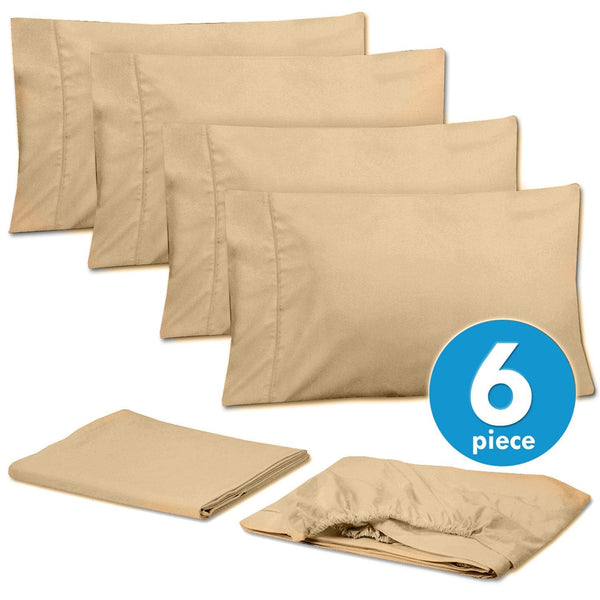 Sweet Home Collection Deluxe 6-Piece Bed Sheet Set (Camel)