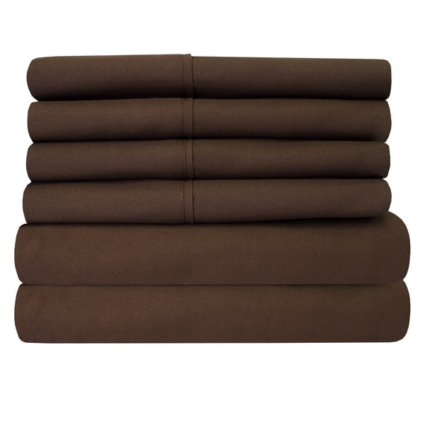 Sweet Home Collection Deluxe 6-Piece Bed Sheet Set (Chocolate)