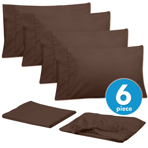 Sweet Home Collection Deluxe 6-Piece Bed Sheet Set (Chocolate)
