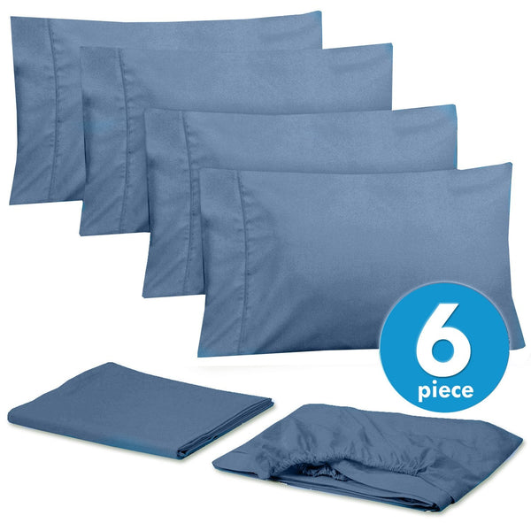 Sweet Home Collection Deluxe 6-Piece Bed Sheet Set (Denim)