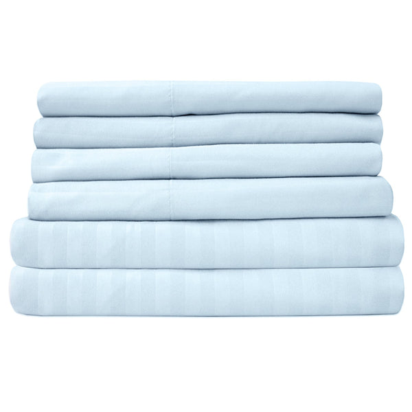 Sweet Home Collection Deluxe 6-Piece Bed Sheet Set (Dobby Stripe Light Blue)