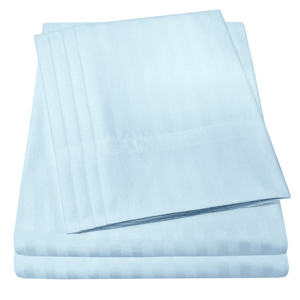 sweet home collection Deluxe 6-Piece Bed Sheet Set (Dobby Stripe Light Blue)