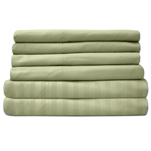 Sweet Home Collection Deluxe 6-Piece Bed Sheet Set (Dobby Stripe Sage)